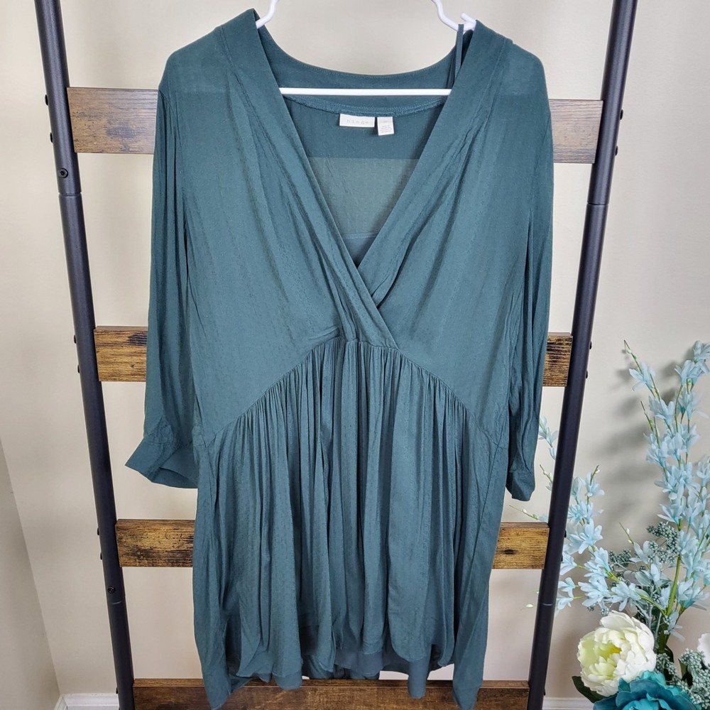Hinge green knit tunic dress with slip size M